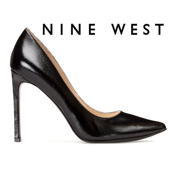 NWT Nine West Tatiana Black Leather Pointy Toe Pumps